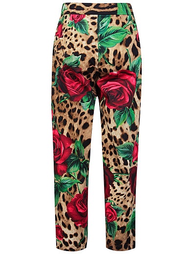 Леопардовые брюки с красными розами Dolce & Gabbana - 1087709970697 - Фото 2