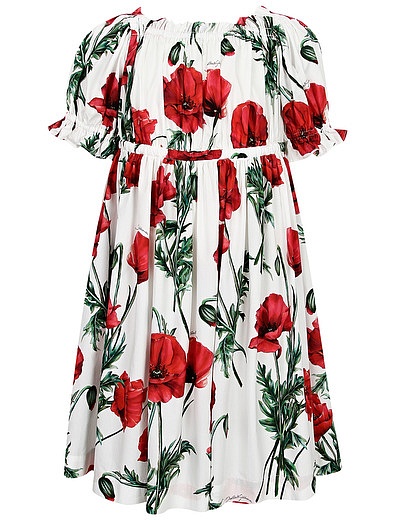Хлопковое платье с поясом Dolce & Gabbana - 1054609379851 - Фото 1
