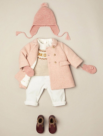 Пальто розовое двубортное Bonpoint - 1124509183350 - Фото 2
