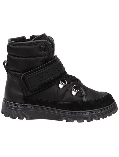 черные Ботинки на липучках с логотипом Dolce & Gabbana - 2031119980998 - Фото 2