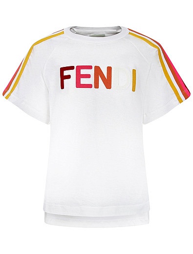 Футболка с разноцветными полосками и логотипом Fendi - 1134529173620 - Фото 1