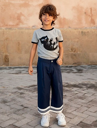 Хлопковая футболка с кошечкой MINI RODINI - 1134509280607 - Фото 2
