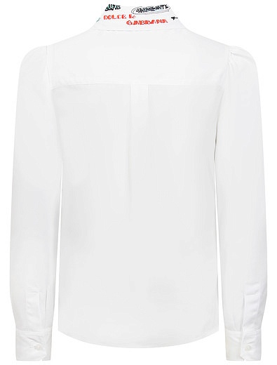 Белая блуза с вышивкой на воротнике Dolce & Gabbana - 1034509283052 - Фото 5