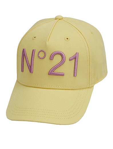 Нежно-желтая кепка с розовым логотипом №21 kids - 1184508370021 - Фото 1