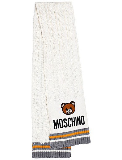 Шарф из шерсти и хлопка с логотипом Moschino - 1224528180269 - Фото 1
