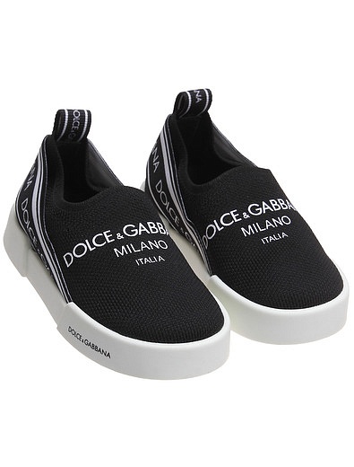 Чёрные слипоны с логотипом Dolce & Gabbana - 2214529280081 - Фото 1