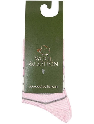Розовые носки в серую полоску WOOL & COTTON - 1534529080841 - Фото 1