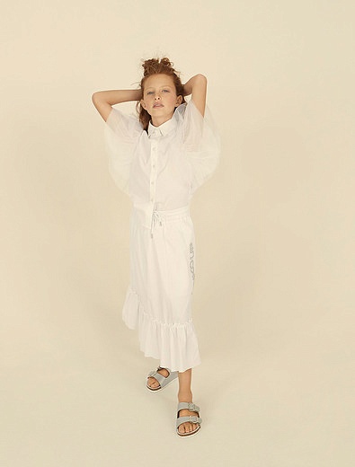 Белая длинная юбка с вышивкой Pinko - 1044509170467 - Фото 2