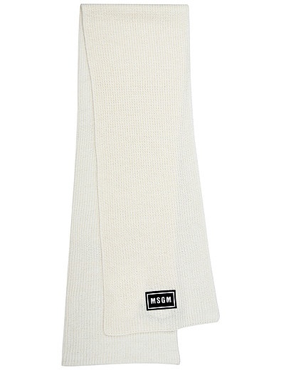 Шерстяной белый шарф MSGM - 1224528180122 - Фото 1