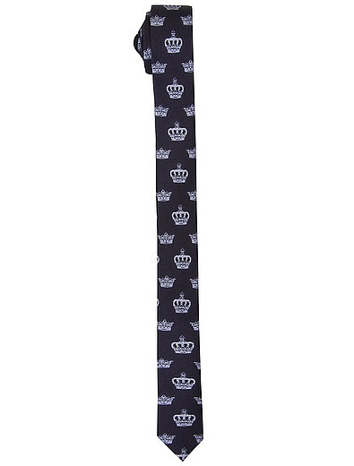 Шелковый галстук с принтом "корона" Dolce & Gabbana - 1320418680045 - Фото 1