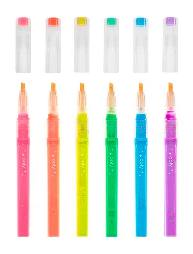 Набор цветных маркеров с блестками, 6шт OOLY - 6874528280213 - Фото 3