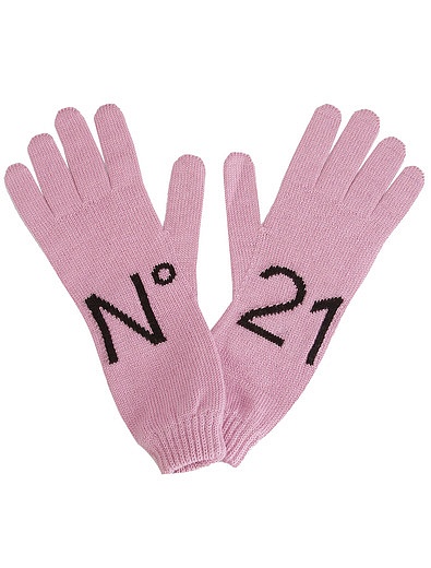 Розовые перчатки из шерсти и акрила №21 kids - 1194508280329 - Фото 4