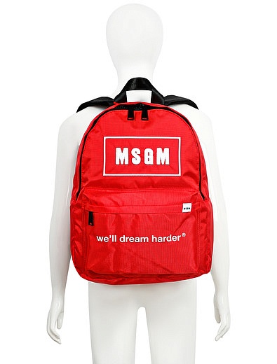 Красный рюкзак с логотипом MSGM - 1504528180996 - Фото 2