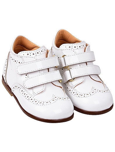 Кожаные ботинки на липучках белого цвета RONDINELLA - 2034519170013 - Фото 1