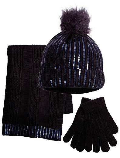 Комплект из шапочки шарфа и перчаток с пайетками ABEL & LULA - 3004508280053 - Фото 1