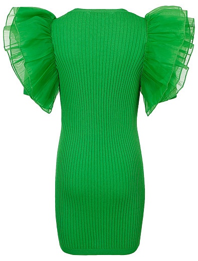 Зелёное платье с оборками на рукавах TWINSET - 1054509413235 - Фото 4