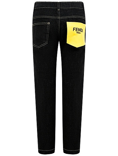 Черные джинсы с контрастным карманом Fendi - 1164529171593 - Фото 2