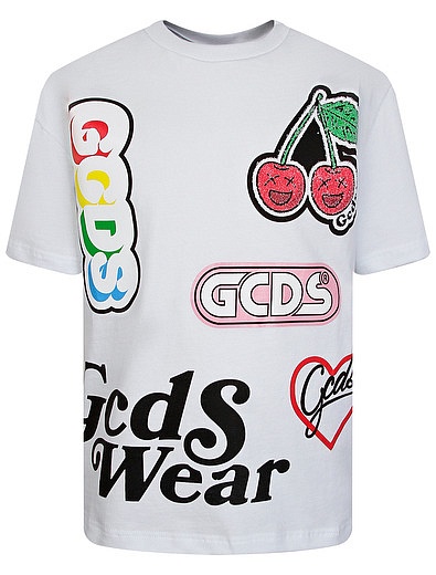 Хлопковая футболка с  разноцветным принтом GCDS mini - 1134509172858 - Фото 1