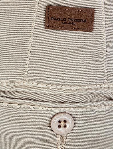 Бежевые хлопковые брюки PAOLO PECORA - 1081919970041 - Фото 4