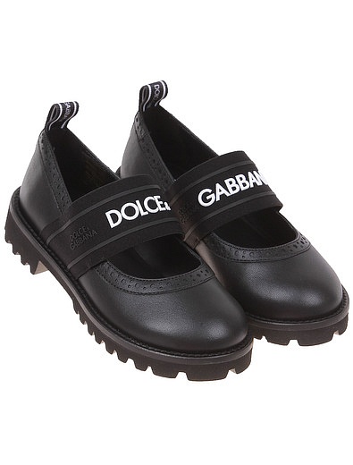 Кожаные туфли с эластичной лентой Dolce & Gabbana - 2014509180017 - Фото 1