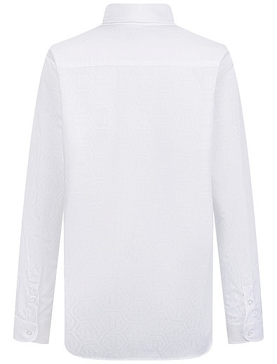 Белая хлопковая рубашка с эмблемой логотипа Philipp Plein - 1014519081558 - Фото 2