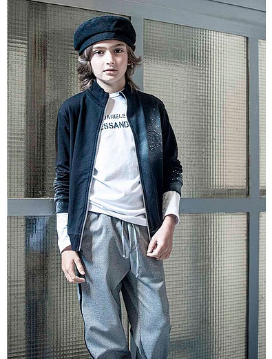 Серые брюки с лампасами Daniele Alessandrini - 1084519080172 - Фото 2