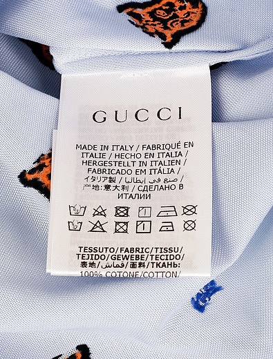 Рубашка хлопковая с принтом тигр GUCCI - 1011519980300 - Фото 3