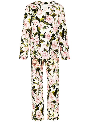 хлопковая пижама с принтом тропическая роза Dolce & Gabbana - 0213909881223 - Фото 1