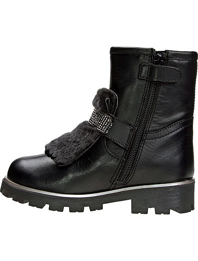 Черные ботинки с меховыми вставками UNISA - 2031109780089 - Фото 3