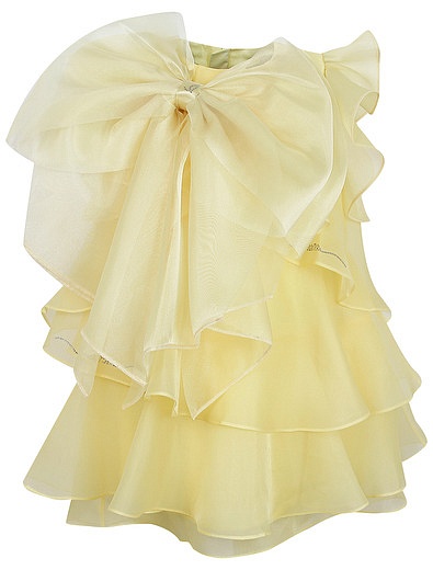 Жёлтое шёлковое платье с объёмным бантом JUNONA - 1054509277448 - Фото 1