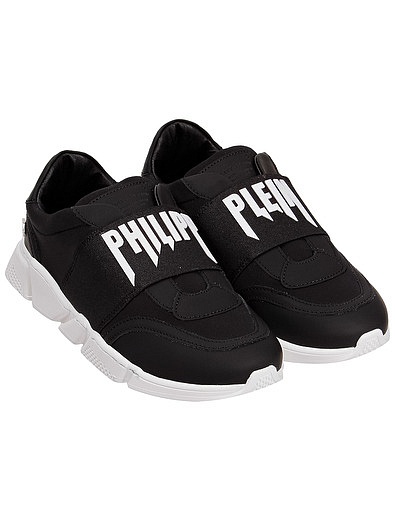 Черные кроссовки с эластичной резинкой Philipp Plein - 2101119970036 - Фото 1
