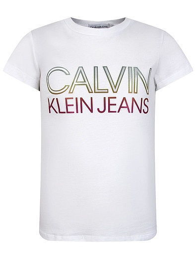 Белая футболка с логотипом CALVIN KLEIN JEANS - 1134609173205 - Фото 1