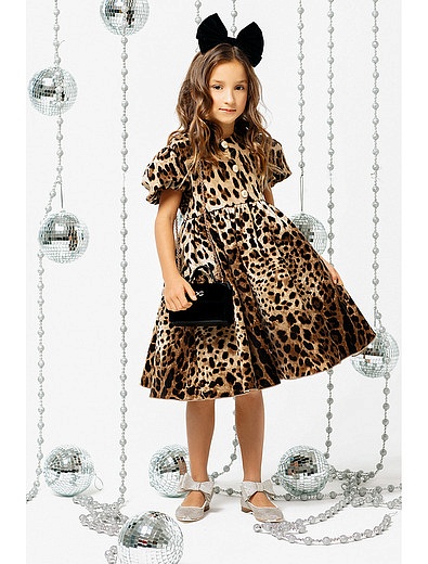 Леопардовое платье из эластичного бархата Dolce & Gabbana - 1057709980682 - Фото 2