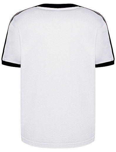 Белая футболка с логотипом и полосками на рукавах Dolce & Gabbana - 1134519174453 - Фото 2