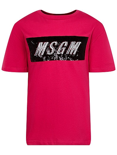 Розовая футболка с пайетками MSGM - 1134509081198 - Фото 1