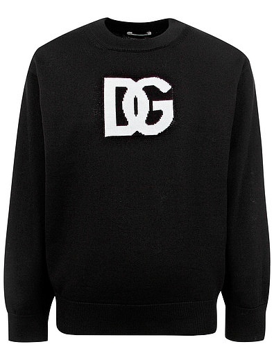 Черный джемпер из шерсти с логотипом Dolce & Gabbana - 1264519280493 - Фото 1