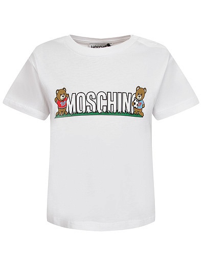 Хлопковый комплект из футболки и шорт Moschino - 3024519372783 - Фото 3