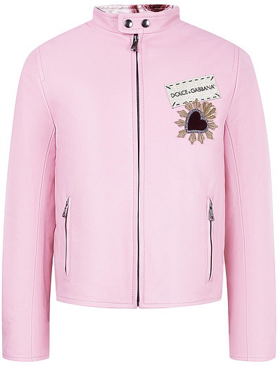 Куртка из натуральной кожи с вышивкой логотипа и сердцем Dolce & Gabbana - 1072608871121 - Фото 1
