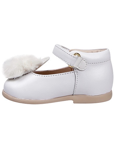 Белые туфли с меховыми помпонами Florens - 2011209980022 - Фото 3