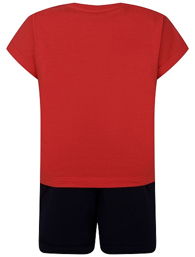 Хлопковый комплект из футболки с принтом и шорт Moschino - 3024519170600 - Фото 2