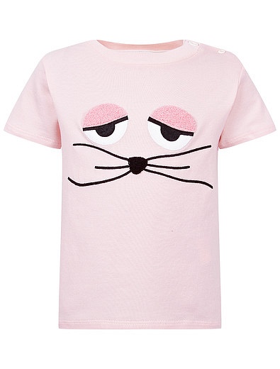 Розовая футболка с мордочкой Fendi - 1132609980175 - Фото 1