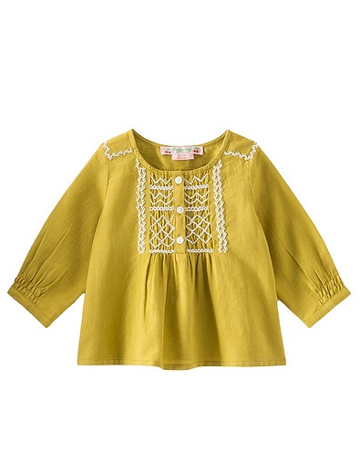 Желтая блуза с кружевом Bonpoint - 1034509186025 - Фото 1