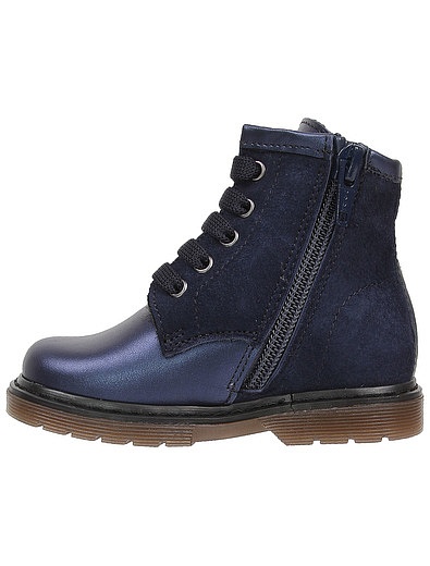 Синие ботинки из натуральной кожи на шнуровке Missouri - 2034509080520 - Фото 3