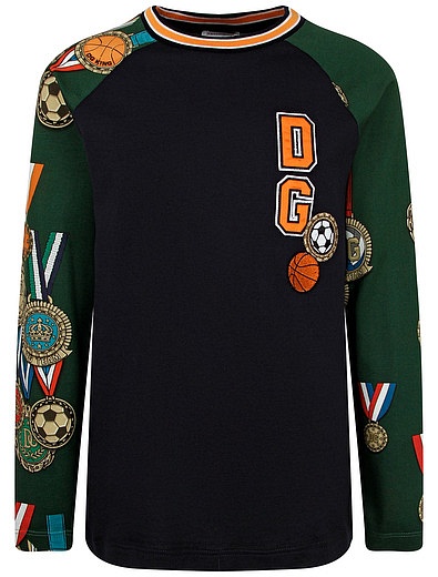 Лонгслив из хлопка с принтом медали Dolce & Gabbana - 4164519085777 - Фото 1