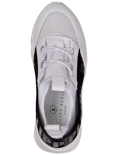 Белые кроссовки из натуральной кожи с черными вставками Philipp Plein - 2101219970042 - Фото 5
