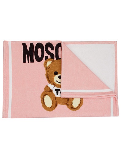 Розовое полотенце с мишкой Moschino - 3334508370073 - Фото 2