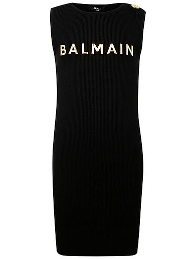Платье без рукавов с золотистым лого Balmain - 1054509275505 - Фото 1