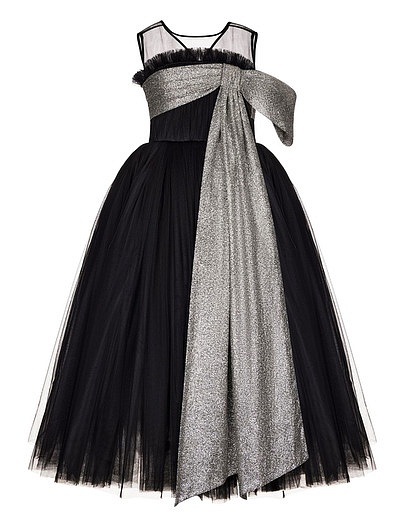 Пышное чёрное платье с серебристым бантом SASHA KIM - 1054609282182 - Фото 1