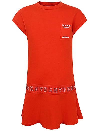 Платье с оборкой и логотипом DKNY - 1054509278230 - Фото 1