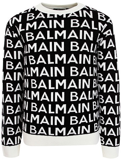 Шерстяной джемпер с принтом из логотипов Balmain - 1264529280094 - Фото 1